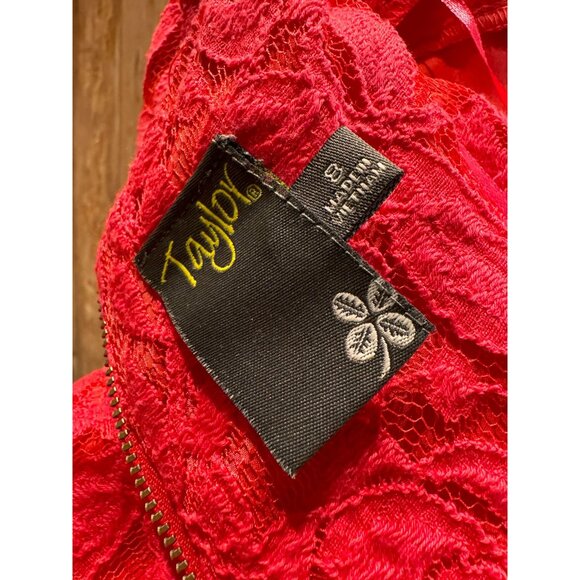 Vintage-Inspired 50s Short Sheath Lace Red Dress Womens Size 8 By Taylor - Picture 4 of 6